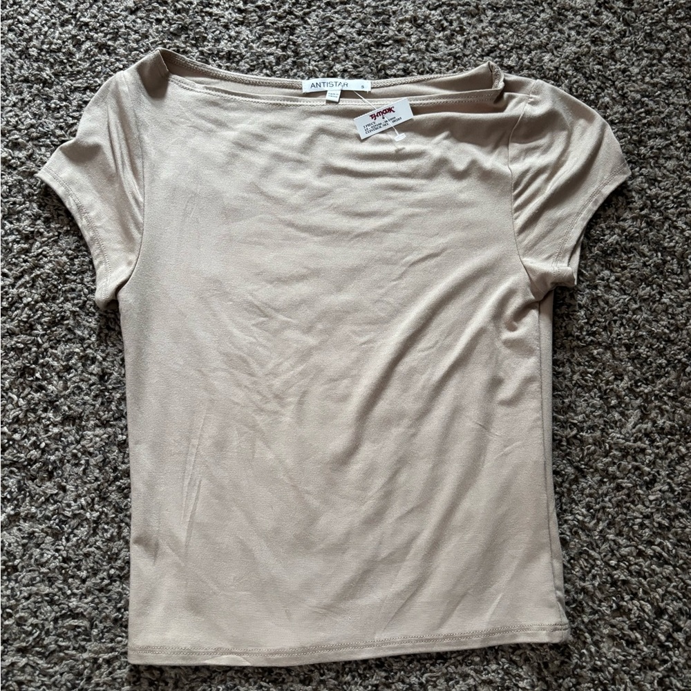 T.J.Maxx Light Beige Short Sleeve Top
